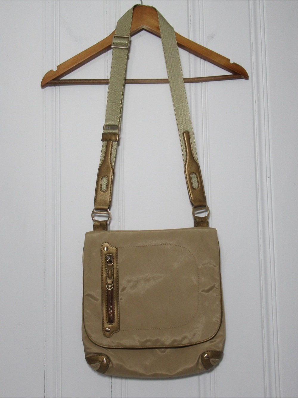 Tumi Nylon Messenger Crossbody Bag in Tan